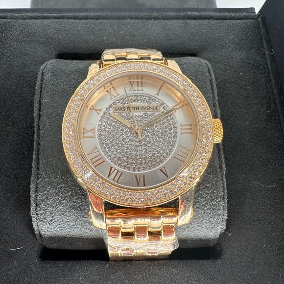 BRAND NEW SAKS FIFTH AVENUE CRYSTAL ENCRUSTED WATCH - Picture 2 of 5